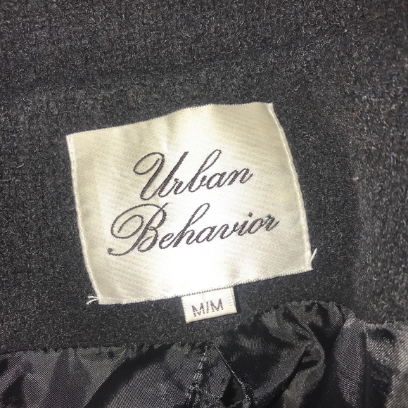 Urban Behaviour Black Buttoned Thick Wool Pea Coat - Picture 9 of 9